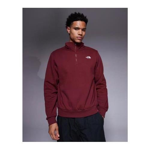 The North Face Evolution quarter zip sweatshirt in burgundy 142118219