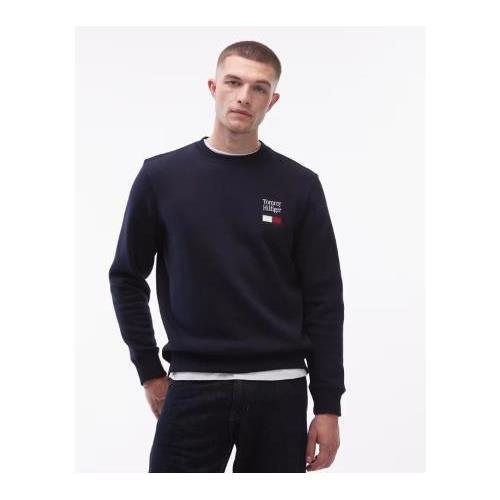 Tommy Hilfiger embroidered flag chest logo sweatshirt in navy 151484316