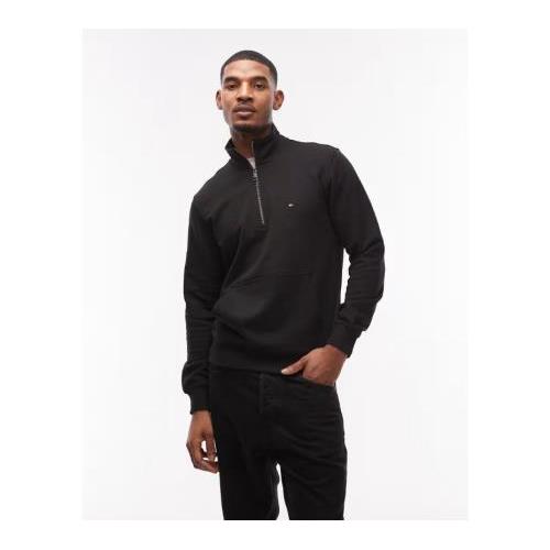 Tommy Hilfiger essential terry quarter zip sweatshirt in black 154168324