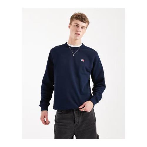 Tommy Jeans badge crew neck sweatshirt in navy 154147617