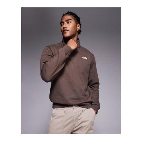 The North Face Evolution quarter zip sweatshirt in brown 142118218