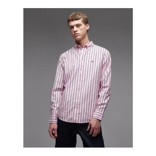 Tommy Hilfiger flex poplin shirt in pink stripe 154168261