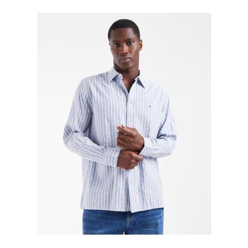 Tommy Jeans relaxed fit seersucker shirt in blue stripe 154147650