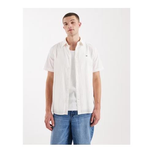 Tommy Jeans seersucker short sleeve shirt in cream 154147649