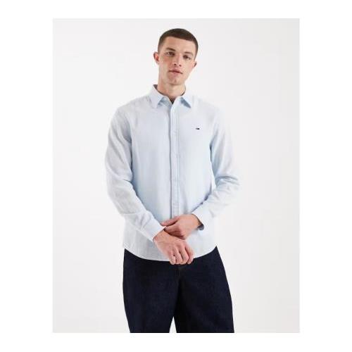 Tommy Jeans linen blend shirt in light blue 154147653