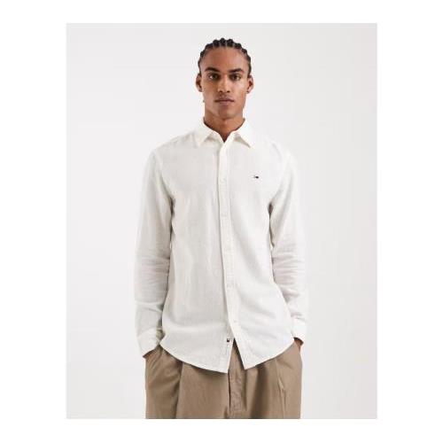 Tommy Jeans linen blend shirt in white 154147652