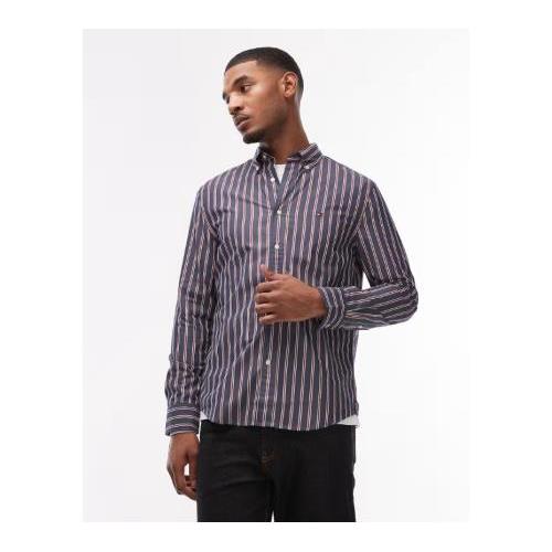 Tommy Hilfiger flex poplin shirt in navy stripes 154168300